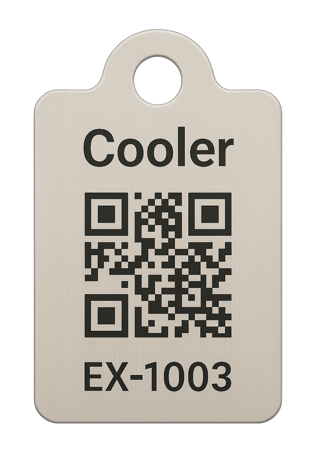 Stainless steel equipment tag with QR code